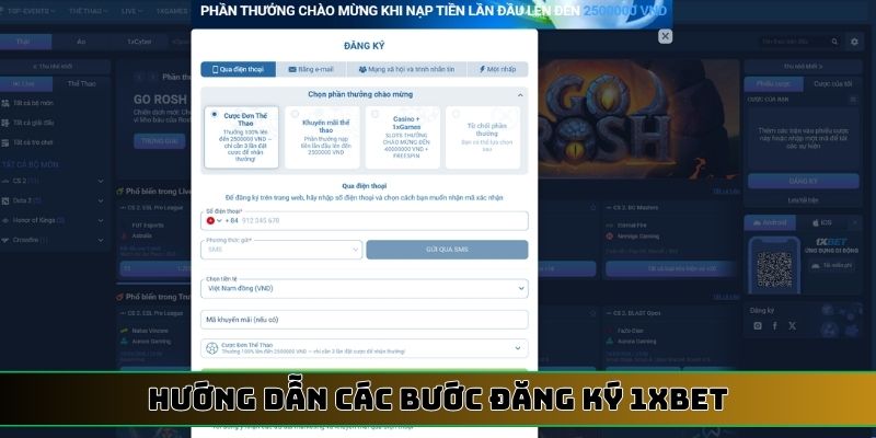 Hướng dẫn các bước đăng ký 1XBET