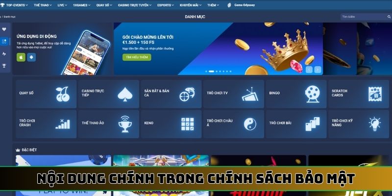 Nội dung chính trong chính sách bảo mật