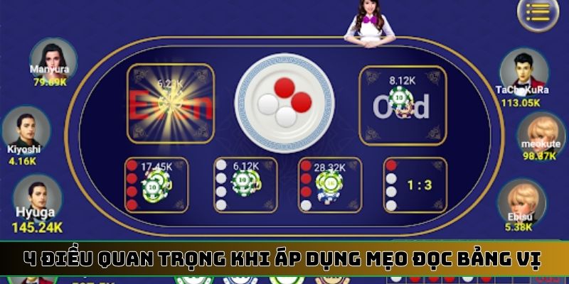 4 điều quan trọng khi áp dụng mẹo đọc bảng vị Sicbo chính xác